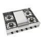 ILVE Nostalgie II 36-Inch Gas Cooktop with 6 Sealed Burners + Griddle, Stainless Steel with Burnished Trim, Liquid Propane, UHCP36FNSSBLP