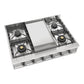 ILVE Nostalgie II 36-Inch Gas Cooktop with 6 Sealed Burners + Griddle, Stainless Steel with Chrome Trim, Liquid Propane, UHCP36FNSSCLP