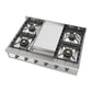 ILVE Nostalgie II 36-Inch Gas Cooktop with 6 Sealed Burners + Griddle, Stainless Steel with Chrome Trim, Natural Gas, UHCP36FNSSC