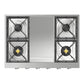 ILVE Nostalgie II 36-Inch Gas Cooktop with 6 Sealed Burners + Griddle, Stainless Steel with Chrome Trim, Natural Gas, UHCP36FNSSC