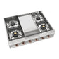 ILVE Nostalgie II 36-Inch Gas Cooktop with 6 Sealed Burners + Griddle, Stainless Steel with Copper Trim, Liquid Propane, UHCP36FNSSPLP