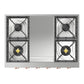 ILVE Nostalgie II 36-Inch Gas Cooktop with 6 Sealed Burners + Griddle, Stainless Steel with Copper Trim, Natural Gas, UHCP36FNSSP