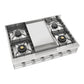 ILVE Professional Plus II 36-Inch Gas Cooktop with 6 Sealed Burners + Griddle, Stainless Steel, Liquid Propane, UHCP36FSSLP