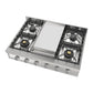 ILVE Professional Plus II 36-Inch Gas Cooktop with 6 Sealed Burners + Griddle, Stainless Steel, Natural Gas, UHCP36FSS
