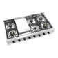 ILVE Nostalgie II 48-Inch Gas Cooktop with 8 Sealed Burners + Griddle, Stainless Steel with Burnished Trim, Natural Gas, UHCP48FNSSB