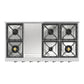 ILVE Nostalgie II 48-Inch Gas Cooktop with 8 Sealed Burners + Griddle, Stainless Steel with Burnished Trim, Natural Gas, UHCP48FNSSB