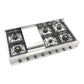 ILVE Nostalgie II 48-Inch Gas Cooktop with 8 Sealed Burners + Griddle, Stainless Steel with Chrome Trim, Natural Gas, UHCP48FNSSC