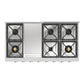 ILVE Nostalgie II 48-Inch Gas Cooktop with 8 Sealed Burners + Griddle, Stainless Steel with Chrome Trim, Natural Gas, UHCP48FNSSC