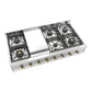 ILVE Nostalgie II 48-Inch Gas Cooktop with 8 Sealed Burners + Griddle, Stainless Steel with Brass Trim, Natural Gas, UHCP48FNSSG
