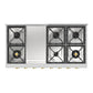 ILVE Nostalgie II 48-Inch Gas Cooktop with 8 Sealed Burners + Griddle, Stainless Steel with Brass Trim, Natural Gas, UHCP48FNSSG