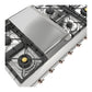 ILVE Nostalgie II 48-Inch Gas Cooktop with 8 Sealed Burners + Griddle, Stainless Steel with Copper Trim, Liquid Propane, UHCP48FNSSPLP