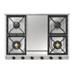 ILVE Nostalgie II 36-Inch Gas Cooktop with 4 Sealed Burners + Griddle, Stainless Steel with Burnished Trim, Liquid Propane, UHCP965FNSSBLP