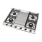 ILVE Nostalgie II 36-Inch Gas Cooktop with 4 Sealed Burners + Griddle, Stainless Steel with Burnished Trim, Natural Gas, UHCP965FNSSB