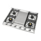 ILVE Nostalgie II 36-Inch Gas Cooktop with 4 Sealed Burners + Griddle, Stainless Steel with Chrome Trim, Natural Gas, UHCP965FNSSC