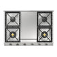 ILVE Nostalgie II 36-Inch Gas Cooktop with 4 Sealed Burners + Griddle, Stainless Steel with Chrome Trim, Natural Gas, UHCP965FNSSC