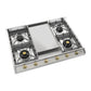 ILVE Nostalgie II 36-Inch Gas Cooktop with 4 Sealed Burners + Griddle, Stainless Steel with Brass Trim, Natural Gas, UHCP965FNSSG