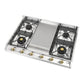ILVE Nostalgie II 36-Inch Gas Cooktop with 4 Sealed Burners + Griddle, Stainless Steel with Brass Trim, Natural Gas, UHCP965FNSSG