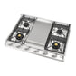 ILVE Professional Plus II 36-Inch Gas Cooktop with 4 Sealed Burners + Griddle, Stainless Steel, Natural Gas, UHCP965FSS