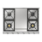 ILVE Professional Plus II 36-Inch Gas Cooktop with 4 Sealed Burners + Griddle, Stainless Steel, Natural Gas, UHCP965FSS