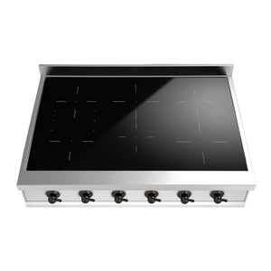 ILVE Nostalgie II 36-Inch Induction Cooktop with 6 Induction Zones, Stainless Steel with Burnished Trim, UHCPI366NSSB