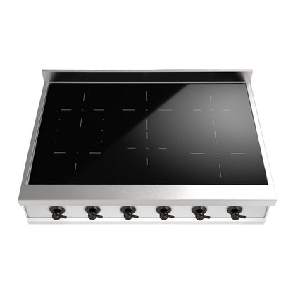 ILVE Nostalgie II 36-Inch Induction Cooktop with 6 Induction Zones, Stainless Steel with Burnished Trim, UHCPI366NSSB