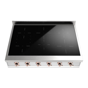 ILVE Nostalgie II 36-Inch Induction Cooktop with 6 Induction Zones, Stainless Steel with Copper Trim, UHCPI366NSSP
