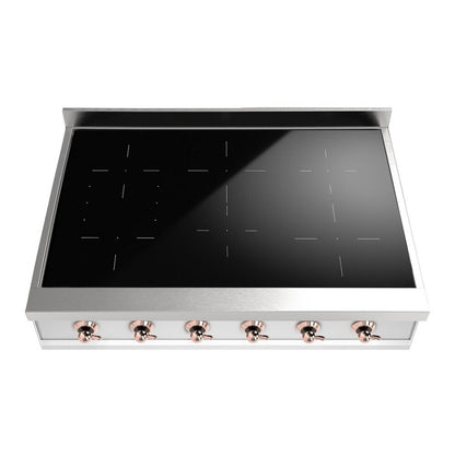 ILVE Nostalgie II 36-Inch Induction Cooktop with 6 Induction Zones, Stainless Steel with Copper Trim, UHCPI366NSSP