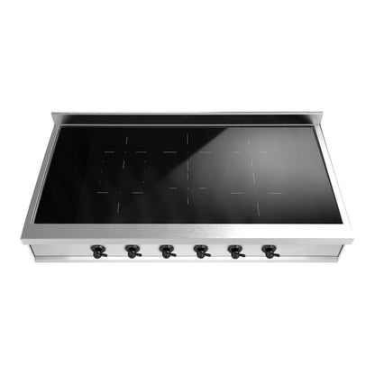 ILVE Nostalgie II 48-Inch Induction Cooktop with 6 Induction Zones, Stainless Steel with Burnished Trim, UHCPI486NSSB