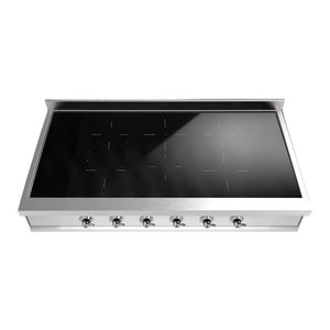 ILVE Nostalgie II 48-Inch Induction Cooktop with 6 Induction Zones, Stainless Steel with Chrome Trim, UHCPI486NSSC