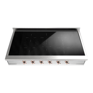 ILVE Nostalgie II 48-Inch Induction Cooktop with 6 Induction Zones, Stainless Steel with Copper Trim, UHCPI486NSSP