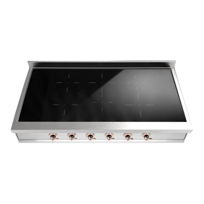 ILVE Nostalgie II 48-Inch Induction Cooktop with 6 Induction Zones, Stainless Steel with Copper Trim, UHCPI486NSSP
