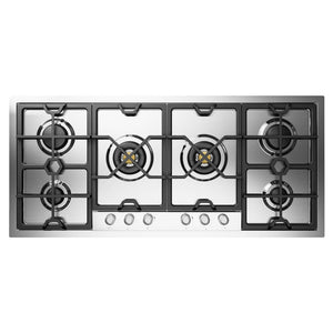 ILVE Panoramagic 48-Inch Gas Cooktop with 6 Sealed Burners, Stainless Steel, Liquid Propane, UHCPMT125SSLP