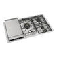 ILVE Panoramagic 36-Inch Gas Cooktop with 5 Sealed Burners + Griddle, Stainless Steel, Liquid Propane, UHCPMT95FSSLP