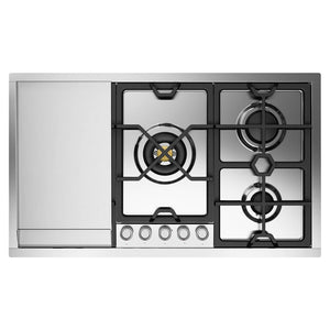 ILVE Panoramagic 36-Inch Gas Cooktop with 5 Sealed Burners + Griddle, Stainless Steel, Natural Gas, UHCPMT95FSS