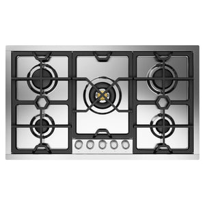 ILVE Panoramagic 36-Inch Gas Cooktop with 5 Sealed Burners, Stainless Steel, Liquid Propane, UHCPMT95SSLP