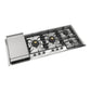 ILVE Nostalgie II 48-Inch Gas Cooktop with 6 Sealed Burners + Griddle, Stainless Steel with Chrome Trim, Natural Gas, UHCPT125FNSSC