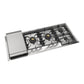 ILVE Professional Plus II 48-Inch Gas Cooktop with 6 Sealed Burners + Griddle, Stainless Steel, Liquid Propane, UHCPT125FSSLP