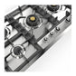 ILVE Nostalgie II 48-Inch Gas Cooktop with 6 Sealed Burners, Stainless Steel with Chrome Trim, Natural Gas, UHCPT125NSSC