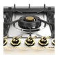 ILVE Nostalgie II 30-Inch Gas Cooktop with 5 Sealed Burners, Stainless Steel with Brass Trim, Liquid Propane, UHCPT75NSSGLP