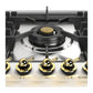 ILVE Nostalgie II 36-Inch Gas Cooktop with 5 Sealed Burners + Griddle, Stainless Steel with Brass Trim, Liquid Propane, UHCPT95FNSSGLP