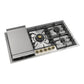 ILVE Nostalgie II 36-Inch Gas Cooktop with 5 Sealed Burners + Griddle, Stainless Steel with Brass Trim, Natural Gas, UHCPT95FNSSG