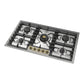 ILVE Nostalgie II 36-Inch Gas Cooktop with 5 Sealed Burners, Stainless Steel with Brass Trim, Liquid Propane, UHCPT95NSSGLP