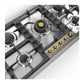 ILVE Nostalgie II 36-Inch Gas Cooktop with 5 Sealed Burners, Stainless Steel with Brass Trim, Liquid Propane, UHCPT95NSSGLP