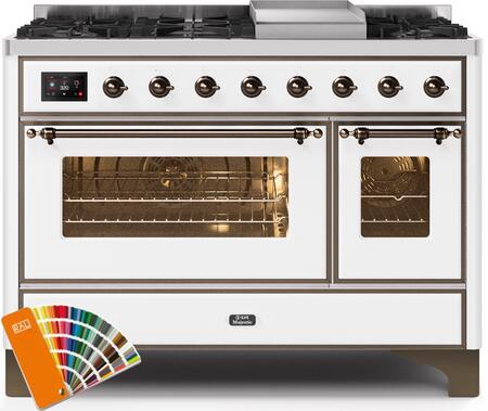 ILVE Majestic II 48" Dual Fuel Natural Gas Range in RAL Custom Color with Bronze Trim, UM12FDNS3RAB