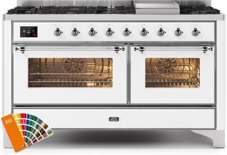 ILVE Majestic II 60" Dual Fuel Propane Gas Range in RAL Custom Color with Chrome Trim, UM15FDNS3RACLP