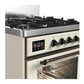 ILVE Majestic III 30-Inch Dual Fuel Range with 5 Sealed Burners, 4 cu. ft. Oven, Antique White with Burnished Trim, Liquid Propane, Triple Glass Door, UM30NR3AWBLP