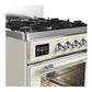 ILVE Majestic III 30-Inch Dual Fuel Range with 5 Sealed Burners, 4 cu. ft. Oven, Antique White with Chrome Trim, Natural Gas, Triple Glass Door, UM30NR3AWC