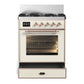 ILVE Majestic III 30-Inch Dual Fuel Range with 5 Sealed Burners, 4 cu. ft. Oven, Antique White with Copper Trim, Natural Gas, Triple Glass Door, UM30NR3AWP
