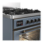 ILVE Majestic III 30-Inch Dual Fuel Range with 5 Sealed Burners, 4 cu. ft. Oven, Blue Grey with Burnished Trim, Natural Gas, Triple Glass Door, UM30NR3BGB