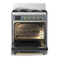 ILVE Majestic III 30-Inch Dual Fuel Range with 5 Sealed Burners, 4 cu. ft. Oven, Blue Grey with Brass Trim, Liquid Propane, Triple Glass Door, UM30NR3BGGLP